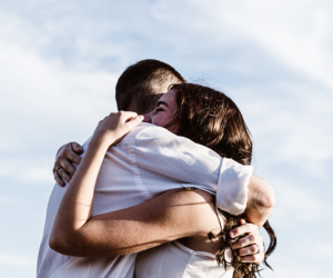 two people embracing