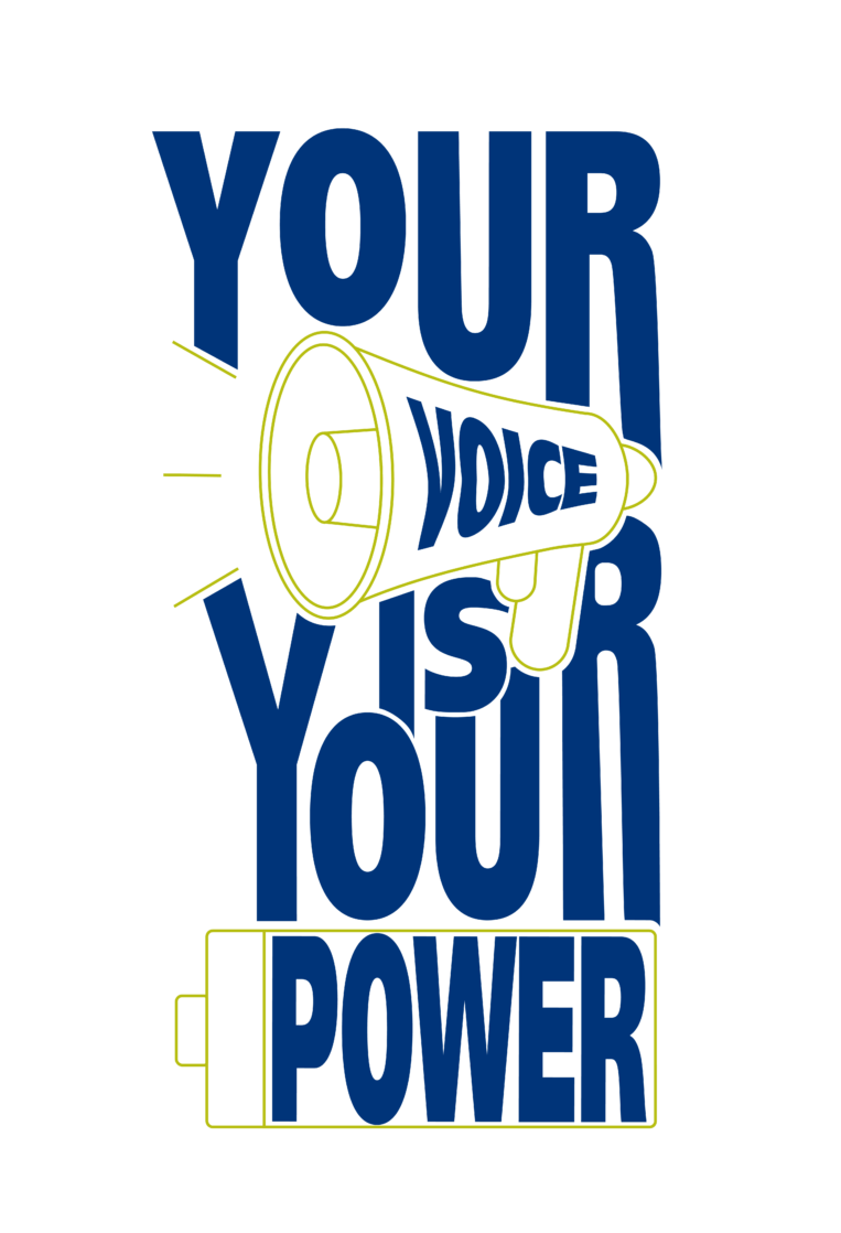 your voice is your power stacked logo