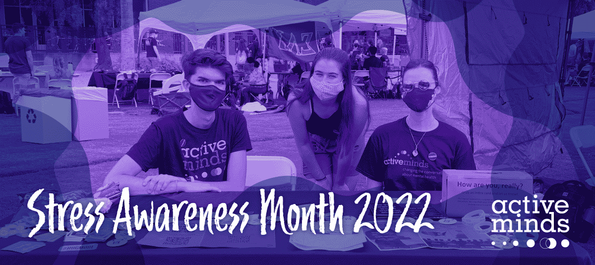 Photo of Active Minds students from the University of Arizona with a purple overlay and text reading 