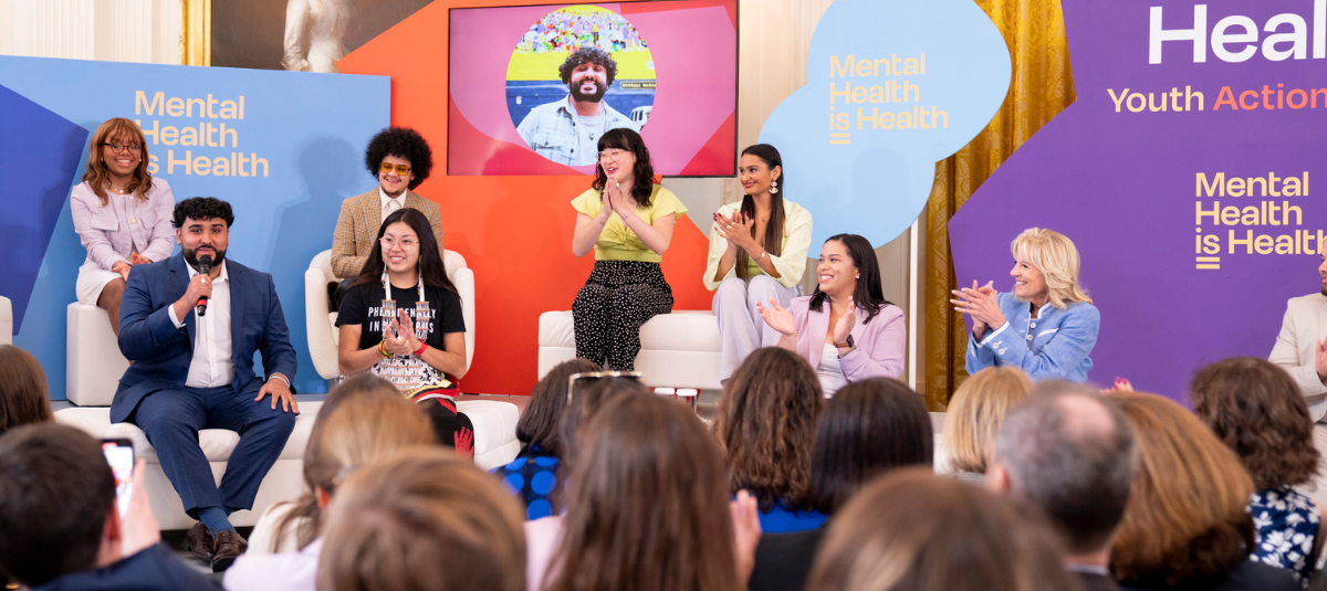 Photo of Jorge Alvarez speaking at the Mental Health Youth Action Forum.