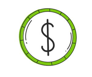 Illustration of a dollar sign with a green circle around it