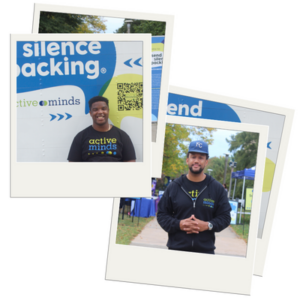Photos of Send Silence Packing® fall 2023 tour coordinators TJ and Jehlad in polaroid frames.