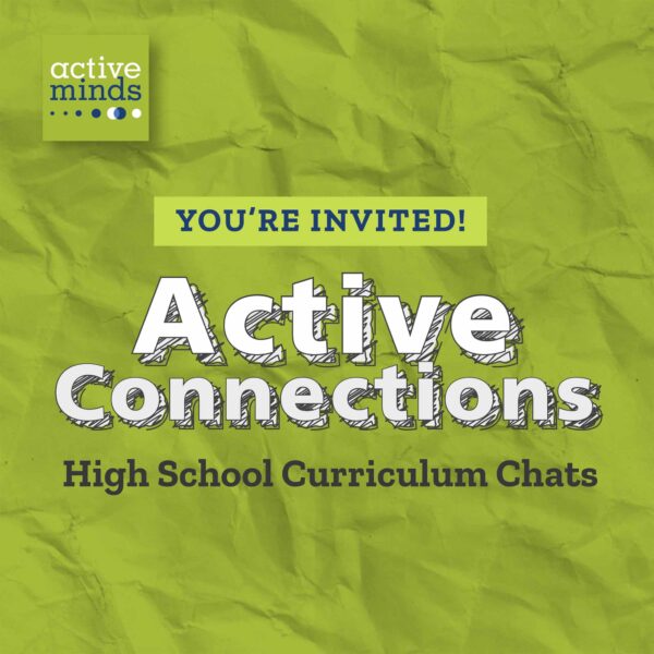 Text says "You're Invited! Active Connections: High School Curriculum Chats"