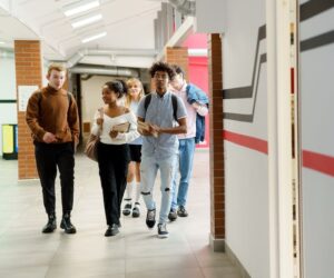 Students walking in the hall